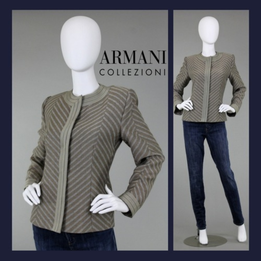 ARMANI COLLEZIONE CHEVRON ASYMMETRIC WOOL JACKET